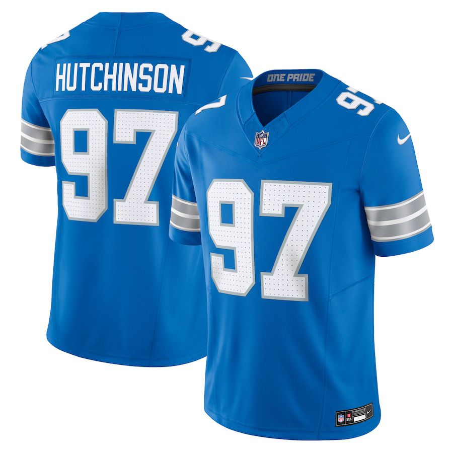 Men Detroit Lions #97 Aidan Hutchinson Nike Blue Vapor F.U.S.E. Limited NFL Jersey